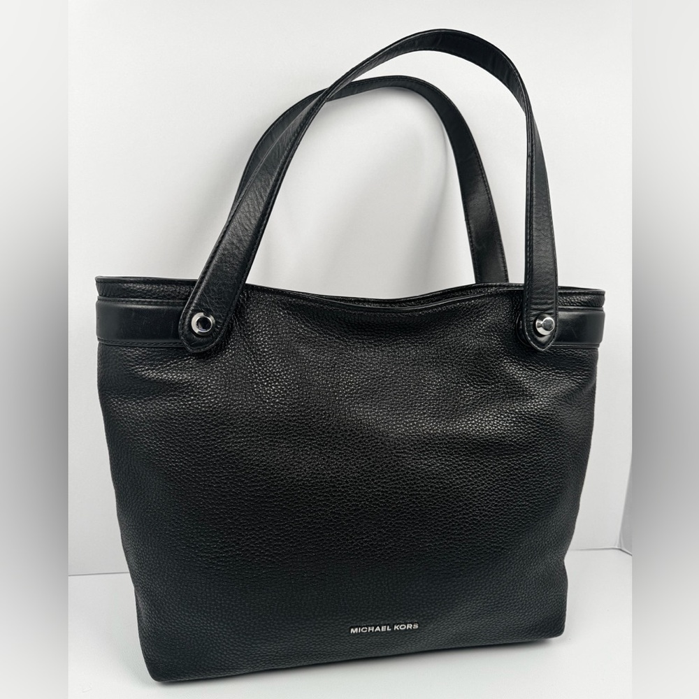 Michael Kors Black Hyland Soft Leather Crossbody Convertible Large Tote Bag
